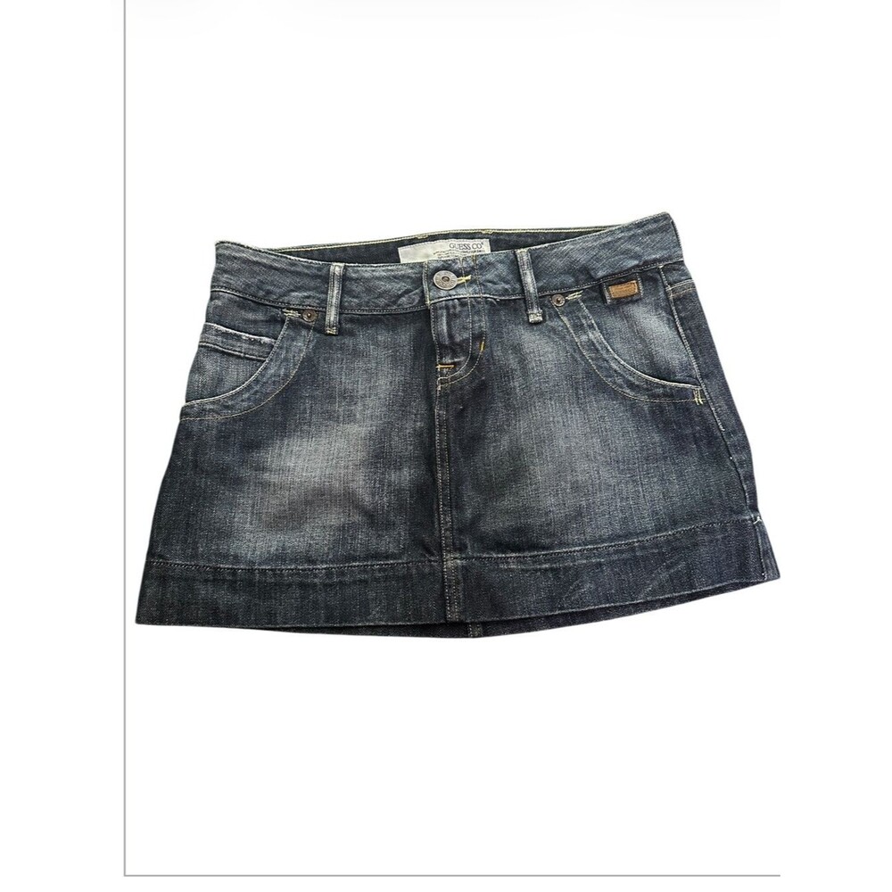 Vintage Y2K Guess Co Denim Mini Skirt Women’s Large 81 Dark Wash Low Rise